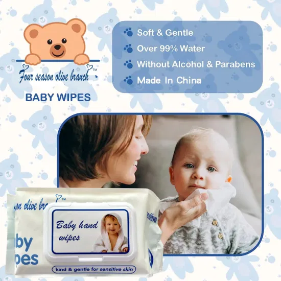 Salviette umidificate e asciutte per il viso usa e getta in puro cotone per la pelle sensibile del bambino